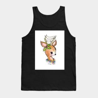 Kitschy Reindeer Illustration by Ash Claise Tank Top